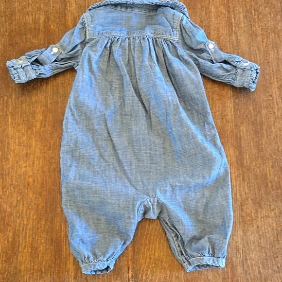 Ralph Lauren, Baby Girl Chambray Shortall, Size 3 Months - Picture 8 of 14